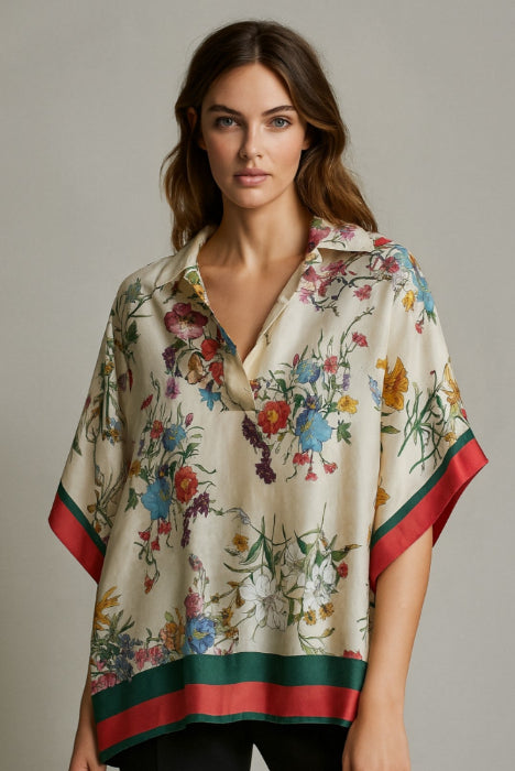 Tunika blommor beige
